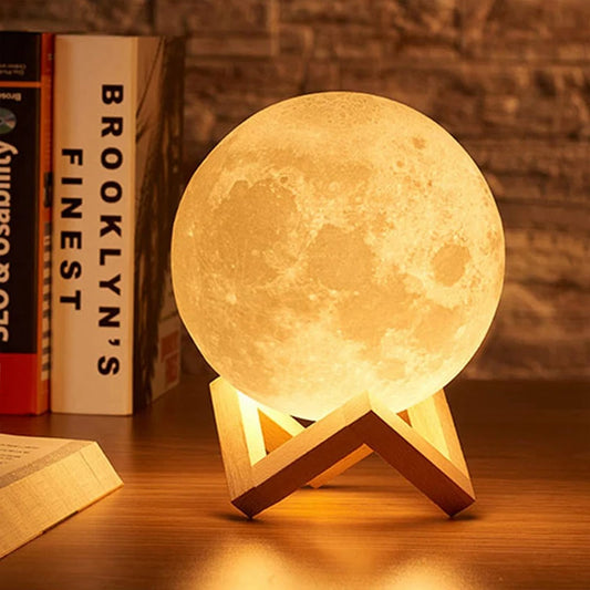 3D Moon Night Light — Warm, White & Colour Cycling Glow for Your Reading Nook