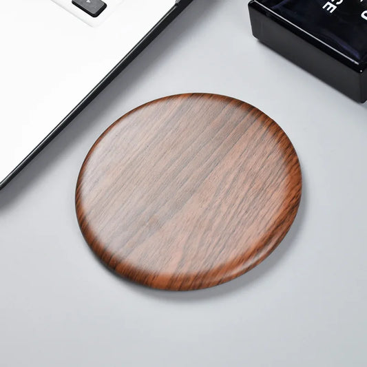 Wood Grain Wireless Charging Pad — 15W Qi Fast Charge, Walnut Finish