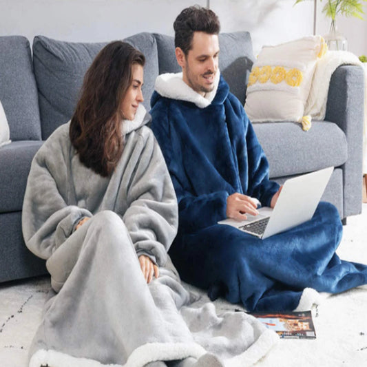 Wearable Hooded Blanket — Oversized Polar Fleece Reading Poncho