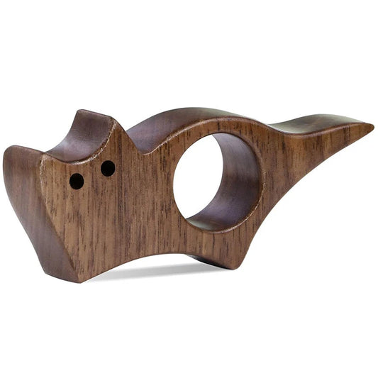 Cat-Shaped Wooden Thumb Ring Page Holder — Black Walnut Reading Bookmark